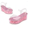 Sandales 2023 Été Rose Semelle Rose Fond Épais Transparent Pvc Plate-Forme Bout Ouvert Chaussures Plates Décontracté Confortable