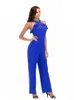 Kobiety Jumpsuits Rompers Black Back Zipper Ruffled Sleveless Seksowne kombinezony w dal Casual Summer Plus Size