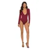 Women's Jumpsuits Rompers Women Bodysuits Sexy tights Skinny V-Neck Long Sleeve Button Sexy Romper Women Autumn Winter Bodysuit Jumpsuit 230331