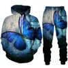 Men's Tracksuits Colorful Butterfly 3D Print Women Hoodies/Pants/Set Trendy Spring Autumn 2 Piece Sportswear Running Suit Female Casual