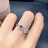 Rings de cluster kjjeaxcmy jóias finas S925 Sterling Silver Inclaid Natural Gemstone Ruby Girl Ring Support Teste de estilo chinês estilo