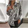 Women's Blouses Striped Women Shirts Loose Fit Zebra Patterned Fashion Casual Long Sleeves For Spring Summer Female Chiffon Lapel Tops