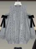 İki parçalı elbise sonbahar kış iki parça set omuz yayı elmas örgü kazak ve pilili etekler için kadınlar için kadın kıyafeti 4xl takım elbise 230403