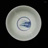 Tasses soucoupes Jingdezhen porcelaine peinte à la main bleu et blanc emmêlé branche Lotus paysage tasse à thé bol en céramique