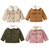 Куртки осень-зима, корейская мода, повседневная одежда для мальчиков и девочек, теплая флисовая верхняя одежда, куртка для младенцев, пальто для малышей, одежда для малышей BC757