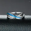 Hochzeit Ringe Einfache Weibliche Hohl Kreuz Dünne Ring Charme Silber Farbe Ohrringe Trendy Unschärfe Opal Stein Engagement Für Frauen