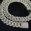 Niestandardowy tester Tester Diamond łańcuch kubański Naszyjnik mrożony Hip Hop 925 Srebrny VVS Moissanite Cuban Link Bransoletka dla mężczyzn