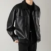 Herrenjacken Männer PU-Leder Herbst Langarm Kleidung Moto Bomber Mäntel Koreanische Mode Y2k Outwear Hübscher minimalistischer lässiger Chic