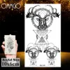 Temporary Tattoos OMMGO Geometric Elk Antlers Temporary Triangle Tattoos Round Arrow Deer Rhombus Tattoo Body Art Arm Black Fake 3D Tatoos Sticker Z0403