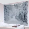 Tapisserier Fantasiträd i Snowy Forest Tapestry Wall Hanging Christmas Wonderland Art For Bedroom Living Room Party Decor