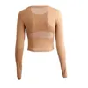 Yoga -outfits Lange mouw Crop Top Workout Women Tumb Hole Sport Tops Gym Hoge kwaliteit Fitness Activewear Pink