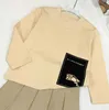 Luxo outono meninas vestido ternos logotipo retangular bebê conjunto casual tamanho 90-150 camisola de manga comprida e saia plissada sólida nov05