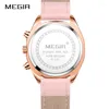 ساعة معصم فاخرة أفضل العلامة التجارية Megir Women Fashion Quartz Wrist Watch Highine Leather Leather Disual Proof Adalog Watches Clock Relogio feminino