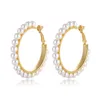 Hoop örhängen Huggie faux pärla för kvinnor stora stora hoops flickor uttalande mode smycken gåvor