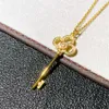 Necklace t v Gold Edition Light Luxury Heart Crown Key Necklace Women's Fashion Versatile Network Red Full Diamond Sweater Chain