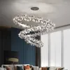 Chandeliers Simple Mix And Match Crystal Chandelier Living Room Ring Decorative Lights Luxury Stainless Steel Glossy Island LED