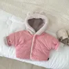 Ceketler 2023 Kış Bebek Kız Sevimli Ayı Kulak Peluş Palto Uzun Kollu Bebek Çocuk Sıcak Kapşonlu Ceket Çocuklar Toddler Plus Kadife Kalın