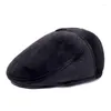 Берецы Мужчины теплый искусство с ушными ушными ушами защита ушей твердые цвета Sboy Cap Beret Hat Hat Hearly Loderly Winter Plush