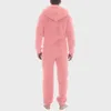 Mäns sömnkläder män konstgjord ull långärmad pyjamas avslappnad fast färg blixtlås lös huva jumpsuit vinter varm rompe 1 231102