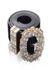 مصمم فاخر Big Strass أحزمة للنساء من الجلد الأسود الخصر المجوهرات الذهب سلسلة حزام Rhinestone Diamond Fashion3896802