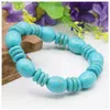 Strand 12x16mm bleu boulier seau dinde turquoises bracelet de perles femmes hommes filles à lacets élastique fabrication de bijoux conception ornement à la main