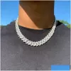 Chains Designer Necklace 18Mm Iced Cuban Link Mens Gold Chain Prong 14K White Plated 2 Row Diamond Cubic Zirconia Jewelry 16Inch-24Inc Dhwuj