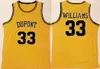 College Dupont Basketball Jersey Jason Williams 33 High School Shirt University All sömnad Team Color Yellow Sport Breatbar Pure Cotton Size S-XXXL NCAA