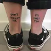 5 tatuaggi temporanei per PC impermeabile adesivo tatuaggio temporaneo collo parola nera angelo diavolo toro croce lettere inglesi flash tatoo tatuaggio finto per donna uomo Z0403