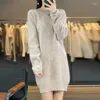 Suéteres femininos rongyi 2023 mink cashmere roupas o pescoço engrossado torcido sólido camisola saia de malha pulôver jumper topo