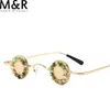 Lunettes de soleil Mode Petit Cadre Rond Gem Lunettes de Soleil Dames Bar Party Personnalité Lunettes de Soleil Punk Vapeur Hommes et Femmes Cadre Décoratif 230403