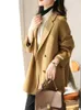 Women's Suits Insozkdg Fall/Winter Cashmere Blazer Ladies V-Neck Fashion Coat Thickened Warm Oversize Pure Wool Harajuku Jacket