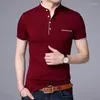 T-shirts hommes chemise hommes été décontracté col montant coton à manches courtes t-shirt hommes mode angleterre style t-shirt hauts slim fit t-shirts 5XL