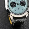 New Top Time Quartz Chronograph Mens Watch AB01764A1C1X1 Steel Case Ice Blue Dial Stick Markers Black Leather Strap Stopwatch 46mm Watches Timezonewatch Z12b
