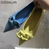 Suojialun 5fcf5 merk kleding ontwerpketting gespog schoenen vrouwen plat hiel ballet puntige teen slip op vrouwelijke ballerina casual loafers 230403