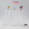 Förvaringsflaskor 250 ml transparent flaska med aluminiumskruvkapp 250cc schampo / lotion vattenförpackning tom kosmetisk behållare
