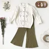 Trousers 1 7Yrs Baby Girls Knitted Stripe Stretch Versatile Autumn Infant Flare Pants Toddler Wide leg Korean 231110