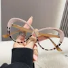 Sonnenbrille Mode Cat Eye Anti Blaues Licht Pochrome Gläser Frauen Vintage Dreieck Metallrahmen Farbwechsel Schutz Brille