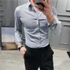 Men's Casual Shirts British Style Men High-Grade Long-Sleeve Shirts/Male Slim Fit Business Lapel Shirt Dress Tops Plus Size S-4XL