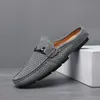Klänningsskor Fashion Men Leather Slippers Outdoor Half Loafers Lightweight Shoes Breattable Mules For Man Summer Casual Sandaler Lazy Shoes 230403
