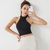 Camicie attive Hang Neck Sports Lingerie Donna Yoga Sling Vest con pettorali Fitness Reggiseno Indietro Beauty Gather Top Deportivos Mujer Gym