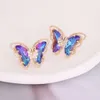 DAIHE Nuovi orecchini a bottone con farfalla in cristallo sfumato con ago in argento 925 e orecchini alla moda
