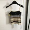 Kvinnliga brev broderade Camis Fashion Stripe Knits Top Summer Breattable Gym Vest Woman Sport Tops