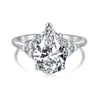 Pierścienie klastra s925 srebrny pierścień mody luksusowy super duży biżuteria z cyrkon