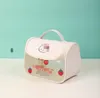 Mode Mädchen Cartton Katze mit Erdbeere Schminktasche Prinzessin Zubehör Reißverschlusstaschen große Kapazität