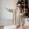 Kledingsets Jonge meisjes Zonbestendig Cool Fashion Effen Kleur Kinderen Zomer Dun los shirt Vest Shorts 3 stuks Korea Casual outfits