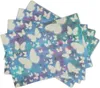 Bord mattor fjärilar blå plats matta vackert alado kök säckväv värmeisoleringstillbehör uppsättning av 4