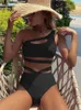 Kadın Mayo Seksi Bir Omuz Bikini Seti Kadınlar Pembe Siyah Kesme Push Up Üçgen Mayo 2023 Yaz Mayo Kıyafet Yüksek Bel