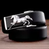 Belts Men's Genuine Leather Belts Galloping Horse Plate Buckle Trouser Straps Versatile Upscale Gift Male Business Fashion Pants Belt 230403