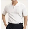 Polos męski Summer Slim-Fit American Retro Business swobodne odwrócenie kołnierza Lycra dzianina koszulka polo T-shirt modny elegancki elegancki