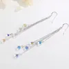 Pendant Necklaces Korean Style Simple Long Water Drop Crystal Tassel Dangle Earrings For Women Temperament Versatile Fairy Trendy Jewelry